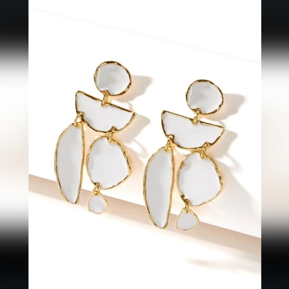 White Enamel Chandler Earrings - Picture 1 of 3